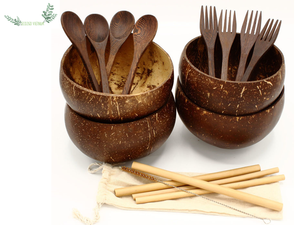 2025ชามกะลามะพร้าวเป็นมิตรต่อสิ่งแวดล้อมพร้อมโลโก้แกะสลักด้วยเลเซอร์สำหรับจับสลัดอาหารปั่น Vietnam-Eco2go โดยตรง - Product Image 4