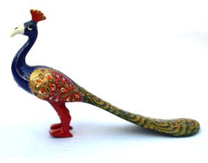 Nirmala Handicrafts - Figura Decorativa de Metal Colorida Hecha a Mano, Modelo de Pavo Real, Tamaño Pequeño, Artesanía de Rajasthan - Product Image 1