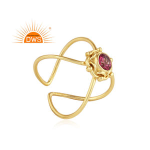 ออกแบบ925แหวนเงินสเตอร์ลิงทองชุบเครื่องประดับผู้ค้าส่งสีชมพูธรรมชาติพลอยบุษราคัมแหวนเครื่องประดับผู้จัดจำหน่าย - Product Image 2