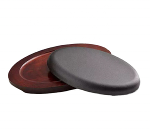 Piastra Ovale <span class=keywords><strong>in</strong></span> <span class=keywords><strong>Ghisa</strong></span> per Barbecue, Piastra Calda per Bistecche con Base <span class=keywords><strong>in</strong></span> Legno - Product Image 4