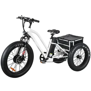 Pedal elétrico de bicicleta gorda pneus 3 rodas com desviador de 7 velocidades