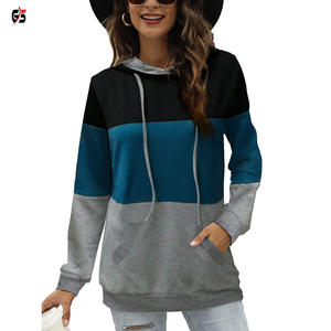 Sudaderas con capucha Sudadera de mujer Patchwork multicolor Logotipo de marca personalizado Impresión/Bordado Tela de lana de algodón - Product Image 1