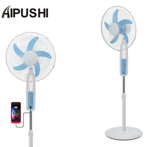 Latest Design Rechargeable Floor Stand Fan Sunca 16inch Solar AC/DC Fan DC 12 V with remote with USB output and LED light lamp