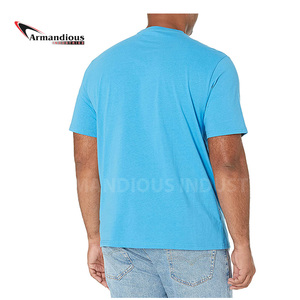 Último diseño de camisetas de los hombres de color sólido liso de los hombres camisetas de algodón suave camisetas de la tripulación, fitness - Product Image 5
