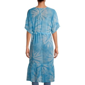 100% rayón Tie-Dye Kimono Wrap vestido para mujer atractivo estilo bohemio Sexy Resort Wear para vacaciones de verano playa Natural - Product Image 2