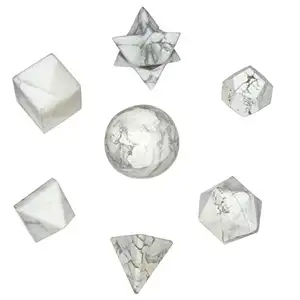 Fornecimento por atacado Howlite 7 peças conjunto de cristal de pedras preciosas sagradas geometria sagrada ao melhor preço da Índia