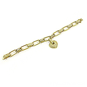 Pulsera de Plata de Ley 925 con circonita cúbica en forma de corazón, piedra principal chapado en oro de diamante, joyería refinada atractiva, ropa de fiesta - Product Image 1