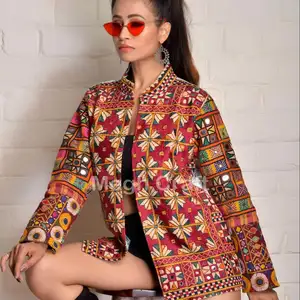 Indiano Banjara Giacca ricamo a mano gilet-Vintage Gujarati kutch giacche-delle Donne Della Boemia zingaresca boho Banjara giacche