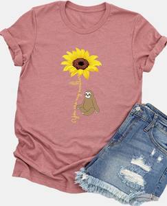 Respirant dames imprimer T-Shirt léger tissu extensible t-shirt décontracté été confort femmes haut tendance coupe ample en gros en vrac - Product Image 3