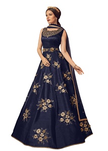 Rajasthani Silk salwar kameez ชุดปาร์ตี้ผ้ามัสลินสำหรับผู้หญิงผ้ามัสลินจากการออกแบบล่าสุดผ้าแฟนซีมาใหม่ - Product Image 6