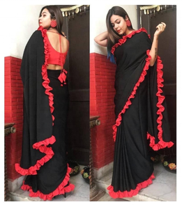 Naranja Banarasi Seda Jacquard Trabajo Sari con Blusa Prenda - Product Image 6