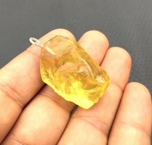1 pieza colgante en bruto Natural limón cuarzo piedra preciosa 92,5 plata esterlina mujeres joyería hombres regalo piedra de moda - Product Image 2