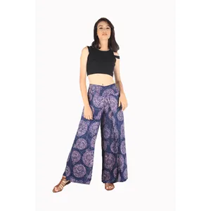 NAPAT Floral Classic Women Palazzo pants in Navy Blue PP0076 020098 03 READY TO SHIP