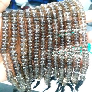 Cuentas de piedra de cuarzo ahumado marrón Natural de grado AAA forma Rondelle facetada 8-10mm 8 pulgadas fabricante certificado por terceros - Product Image 1