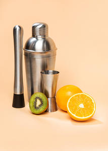 Juego de coctelera de acero inoxidable 18/8 de alta calidad, Kit de barman profesional INS moderno, soporte de exhibición que incluye platos - Product Image 2