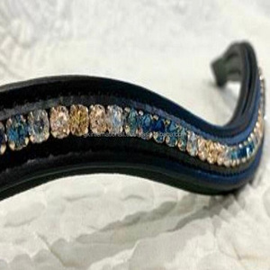 Bande de sourcils en cuir pour cheval, couture complète avec perles colorées et chaîne en métal cristal, prix de gros, 2021 - Product Image 2