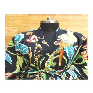 Attractive Design Luxury Look Coral Fleece Printed Sari Silk Kimono Robe Handmade Kimono Robe for women and Girls