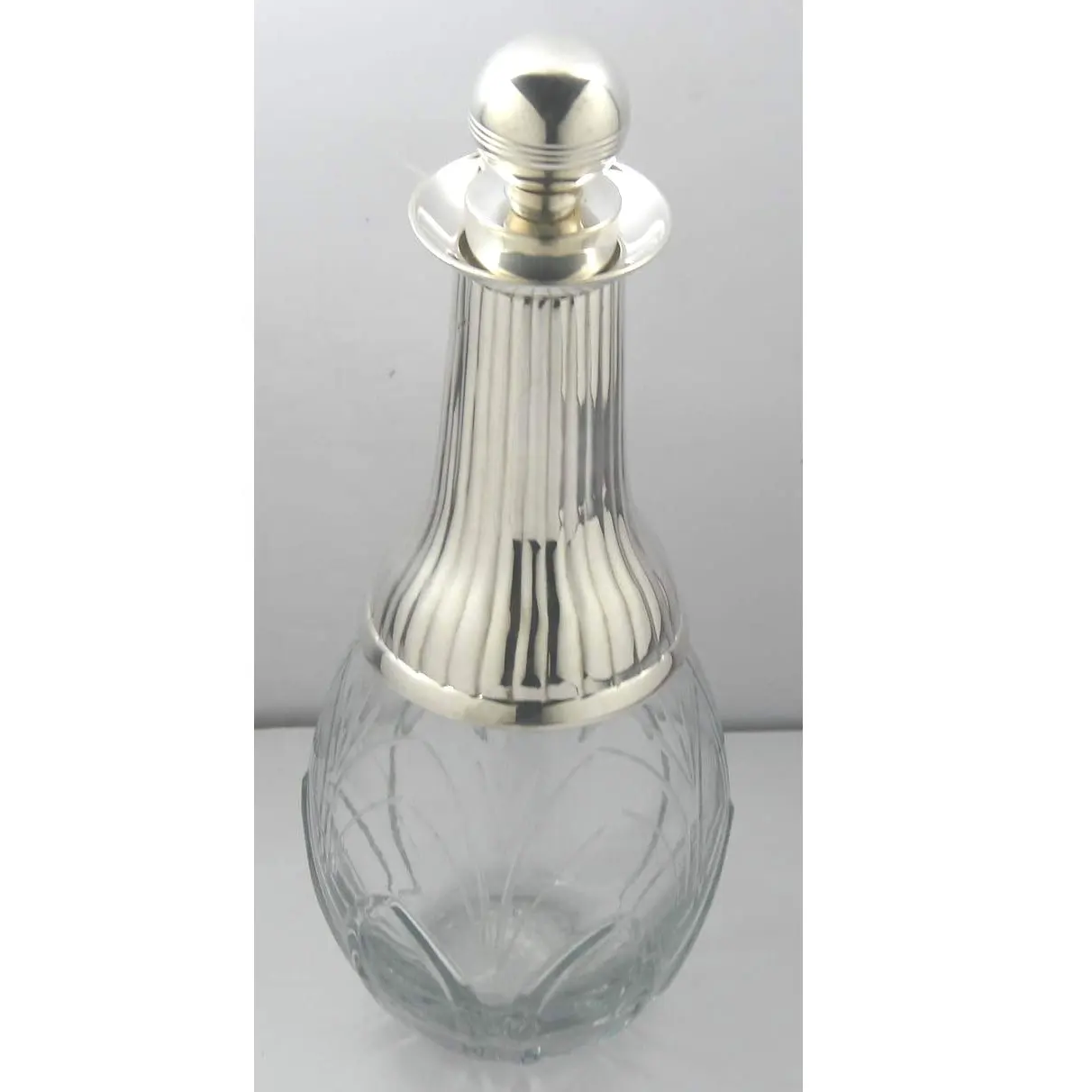 Pleasant Glass Bottle with Brass Lid silver Plated Victoria Look