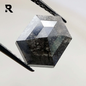 Maillot de bain en forme hexagone de 1.24 carats, dos de sel et de poivre en vrac, rose naturelle découpée, diamant fait pour bijoux uniques - Product Image 3