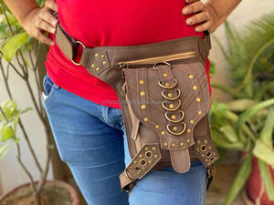 Leather Biker Bag Waist Bag Pouch Leather Hip <b>Pocket</b> <b>Belts</b> Motorcycle <b>Belt</b> Unisex - Product Image 4