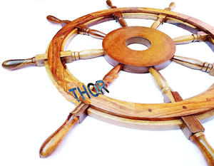 Volante de barco de madera artesanal náutico dirección marrón pulido Vintage barco coleccionable decoración de pared del hogar 30 pulgadas - Product Image 3