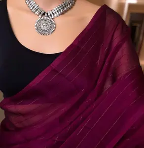 Saree estilo indiano georgette liso de cetim, chique de alta qualidade com barato preço para festa feminina