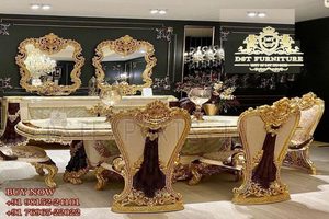 Meubles de salle à manger européens royaux sculptés à la main style moderne pour appartements de luxe nouvelle collection - Product Image 6