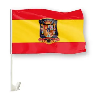 Spanish car flag is used for customization of flag with bracket and double-sided car windows flag custom