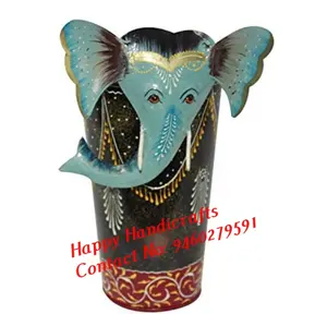 Indian Wooden Elephant Hand-Carved Hand Painted Design Christmas Gifts/ Table Decor