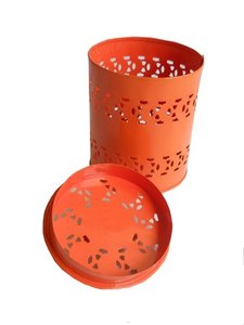 Round Shape Metal Orange Votive Holder - Product Image 2