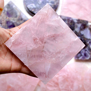 Conjunto de Piedras Preciosas de Cuarzo Rosa y Amatista |   Cuentas grandes de amatista con dijes de corazón gruesos |   Posavasos de Cristal y Piedra Natural al por Mayor - Product Image 6