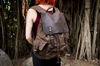 Mochilas de Senderismo para Computadoras Portátiles, Impermeables, de Lona, Cuero, Vintage, Enceradas, Unisex, con Capacidad de 20-35L, TCS