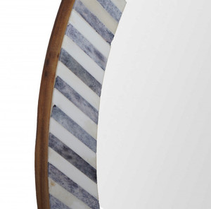 Bone Inlay round <b>mirror</b> (Dark <b>grey</b>) for home decoration - Product Image 3