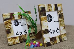 <b>Set</b> of Two Geometric Pattern Resin Wood <b>Photo</b> <b>Frames</b> Unique Traditional Home Office Decoration - Product Image 3