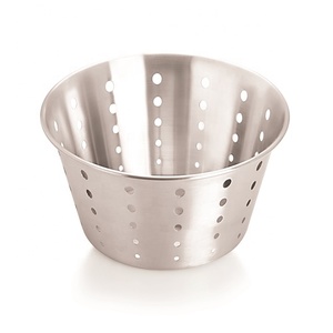 Panier à pain rond en acier inoxydable, avec petits trous ronds, panier à pain, pour la restauration rapide, pour utilisation de restaurant, 10 unités - Product Image 1