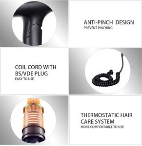 新着ホテル家具1875Wマットブラックセーフ折りたたみ式ヘアドライヤーCE承認済み - Product Image 6