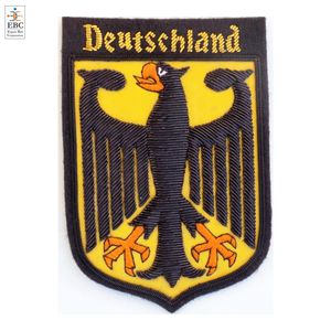 Badges et écussons de chapeau personnalisés de luxe brodés à la main en fil de bullion or et blanc, vente en gros - Product Image 5