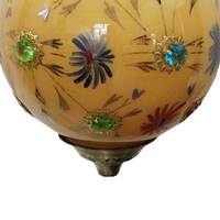 Lampe suspendue au plafond traditionnelle en verre moutarde fait main avec base en laiton, 12 pouces, lumière décorative