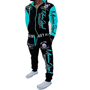 Tracksuit jogging home men's set Men's Autumn Plaid Printed Zipper Sweat shirt Top Pants Sets Sports Suit Tracksuit - Product Image 1