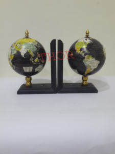 COLLECTIBLE BLACK WOODEN GLOBE <b>BOOKENDS</b> MAP NAUTICAL BOOK STAND LEARNING <b>BOOKEND</b> OFFICE DECOR - Product Image 5
