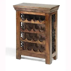 Jodhpur Hotel Restaurant Furniture Solid Sheesham Wooden Wine Bar Cabinet