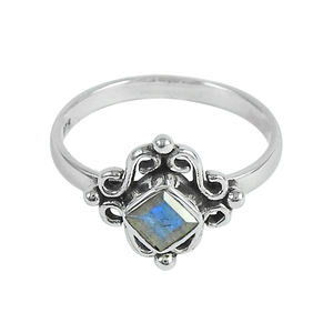 Belle bague en pierres précieuses Labradorite bleue Bague en argent sterling 925 Bague naturelle faite à la main Lunette de réglage Design Derniers bijoux - Product Image 3