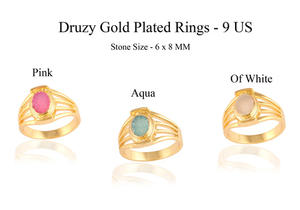 Zeva Jewels 6x8มม. ชุดแหวนคอลเล็ต9ชิ้นจากน้ำตาลขาวน้ำตาลดรูซี่ชุบทอง - Product Image 2