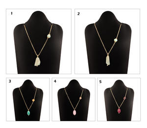 Ventas calientes 24K chapado en oro de alta calidad Roundel facetado Calcedonia rosa cuarzo rosa cadena colgante collar cadena de eslabones Islam - Product Image 4