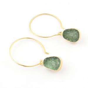 ต่างหูทองเหลืองชุบทอง,ต่างหูห้อยต่างหูสำหรับผู้หญิงเครื่องประดับธรรมชาติตามสั่ง - Product Image 4