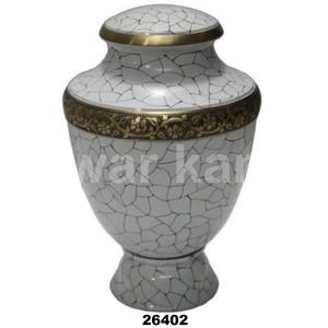 Urne de crémation en mosaïque blanche gravée d'or pour les cendres - Product Image 1