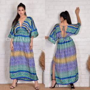 Comprar Bohemia Casual vestido hendidura lateral largo Maxi vestido de ropa de Maxi de seda de verano moda vestido de Boho vestido, vestido de - Product Image 1