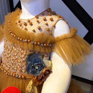 Double Gheri Embroidered Floral Satin Frock Set for Girls New Collection for Kids Birthday Parties Spring Occasions Flowers - Product Image 5