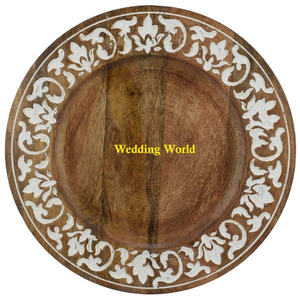 Assiette de chargeur perlée en bois Plateau de service fait main d'excellente qualité Assiette de chargeur en bois de créateur de fantaisie élégant classique - Product Image 5