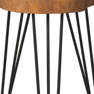 Luxury Round <b>Side</b> <b>Table</b> with Mango Wood Top Industrial Metal Base Beautiful Modern <b>Side</b> <b>table</b> Set Living Room Bedroom - Product Image 4